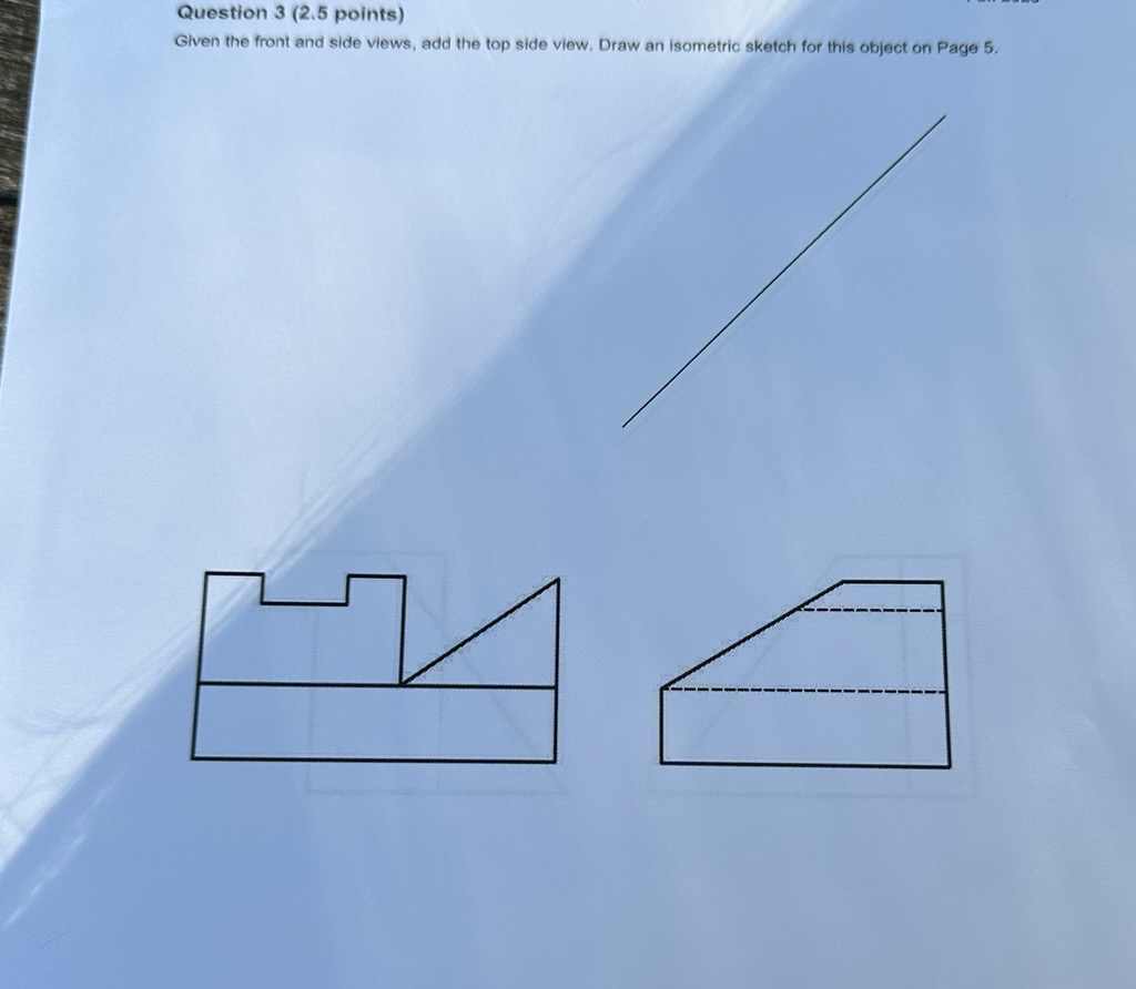 Solved Question 3 (2.5 points) Given the front and side | Chegg.com
