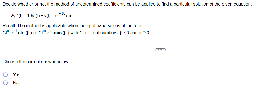 Solved Decide Whether Or Not The Method Of Undetermined | Chegg.com