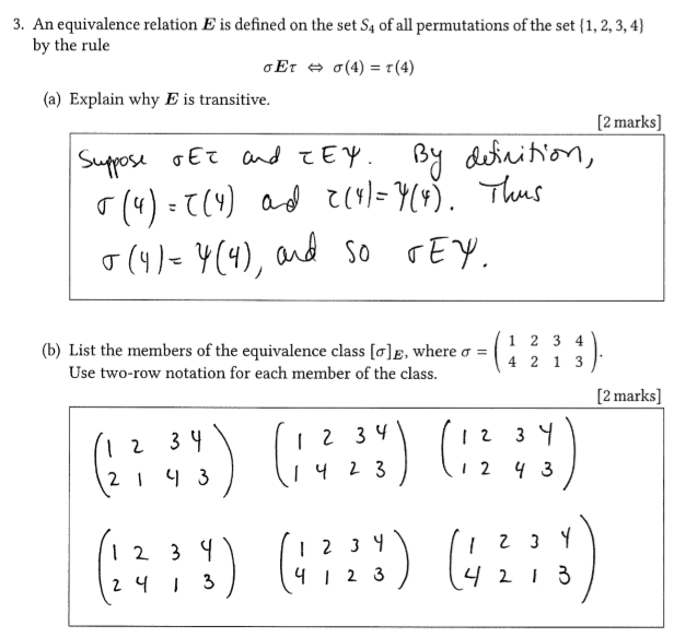 Solved 3. An equivalence relation E is defined on the set S4