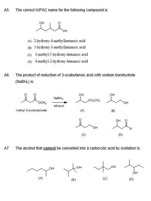 Solved A5 The correct IUPAC name for the following compound | Chegg.com