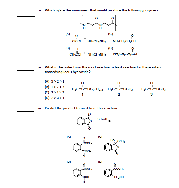 Solved v. Which is/are the monomers that would produce the | Chegg.com