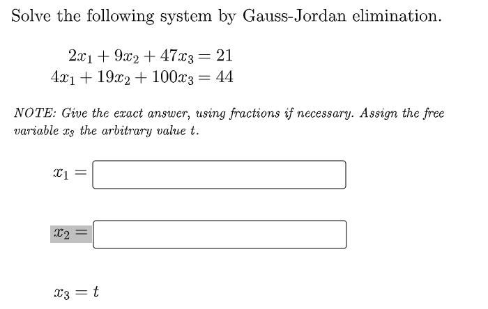 Solved Solve The Following System By Gauss-Jordan | Chegg.com