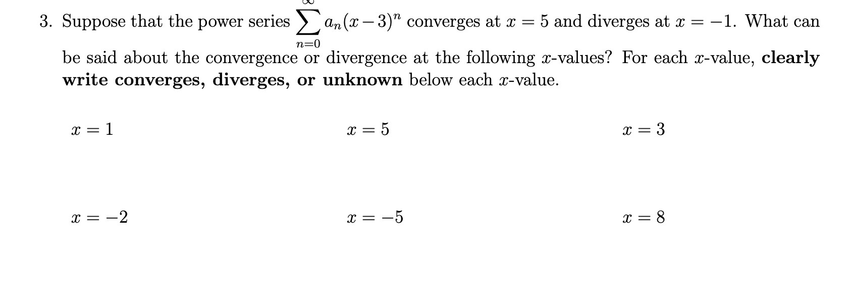 Solved 3. Suppose that the power series an(x – 3)