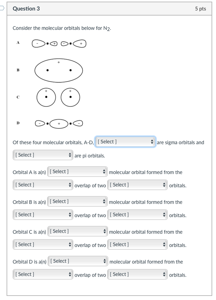 Solved Question 3 5 pts Consider the molecular orbitals | Chegg.com