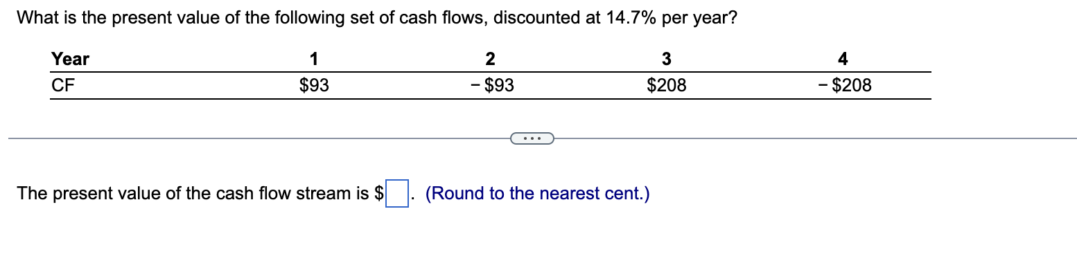 Solved The Present Value Of The Cash Flow Stream Is Round 3775