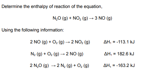 Solved Determine The Enthalpy Of Reaction Of The Equation, | Chegg.com