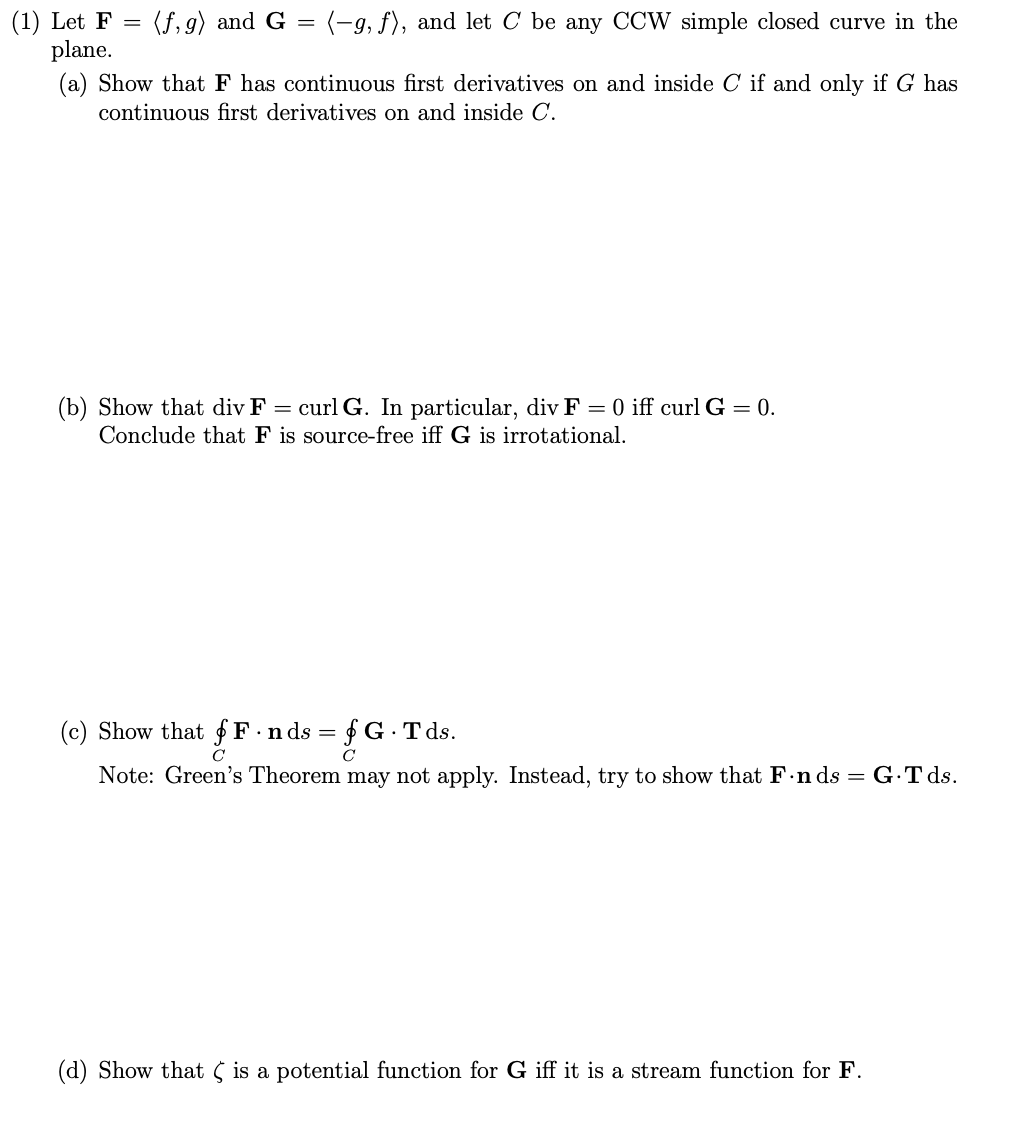 Solved Let F F G And G −g F And Let C Be Any Ccw Simple