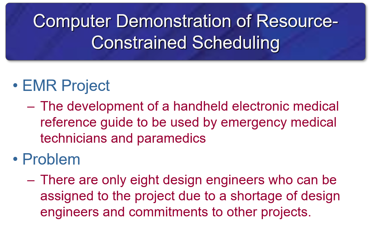 FIGURE 8.6EMR Project-Time Constrained Resource Usage | Chegg.com