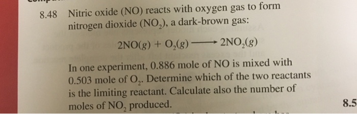 Solved Nitric oxide (NO) reacts with oxygen gas to form | Chegg.com