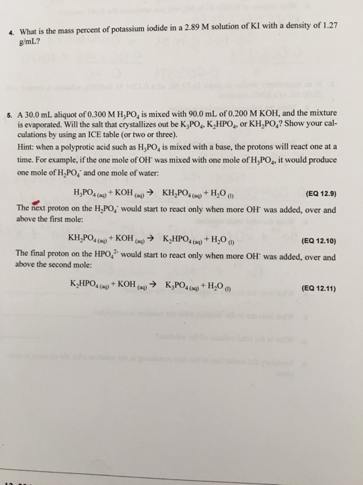 Solved What is the mass percent of potassium iodide in a