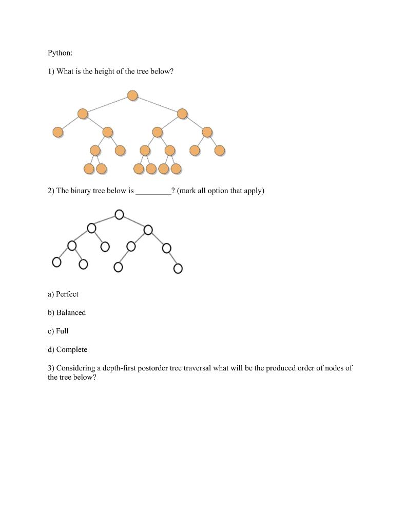 Solved 1) What Is The Height Of The Tree Below? 2) The | Chegg.com