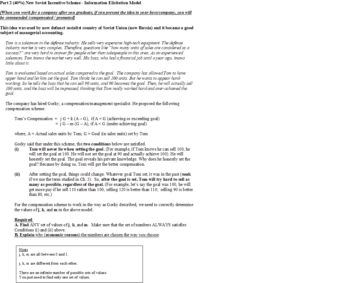 Part 2 40 New Soviet Incentive Scheme Chegg