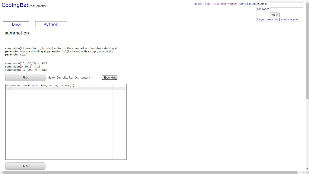 Solved CodingBat code practice about help code help+videos | Chegg.com
