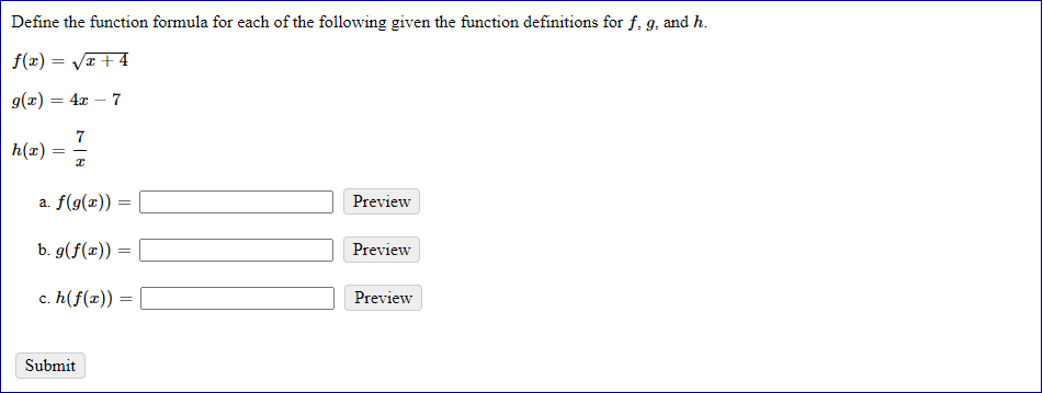 Solved Define the function formula for each of the following | Chegg.com