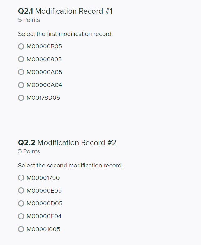 Solved Q2 Modification Record & Program Relocation 17 Points