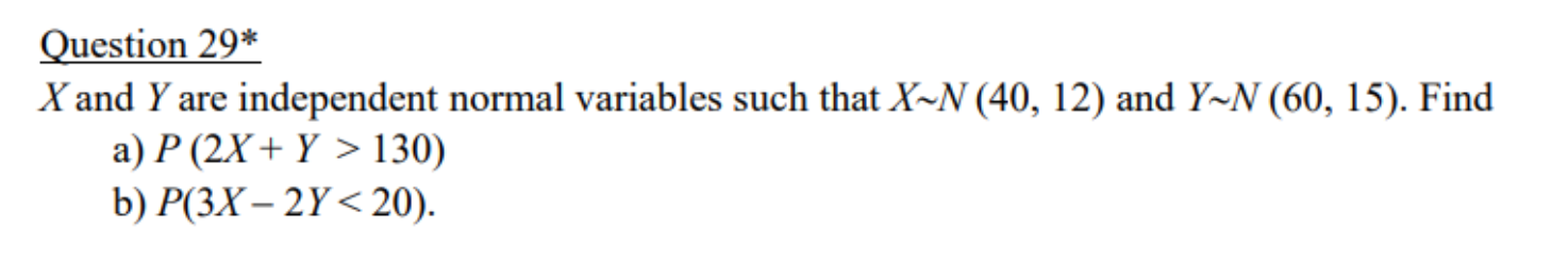 Solved Question 29 X And Y Are Independent Normal Variables 0439