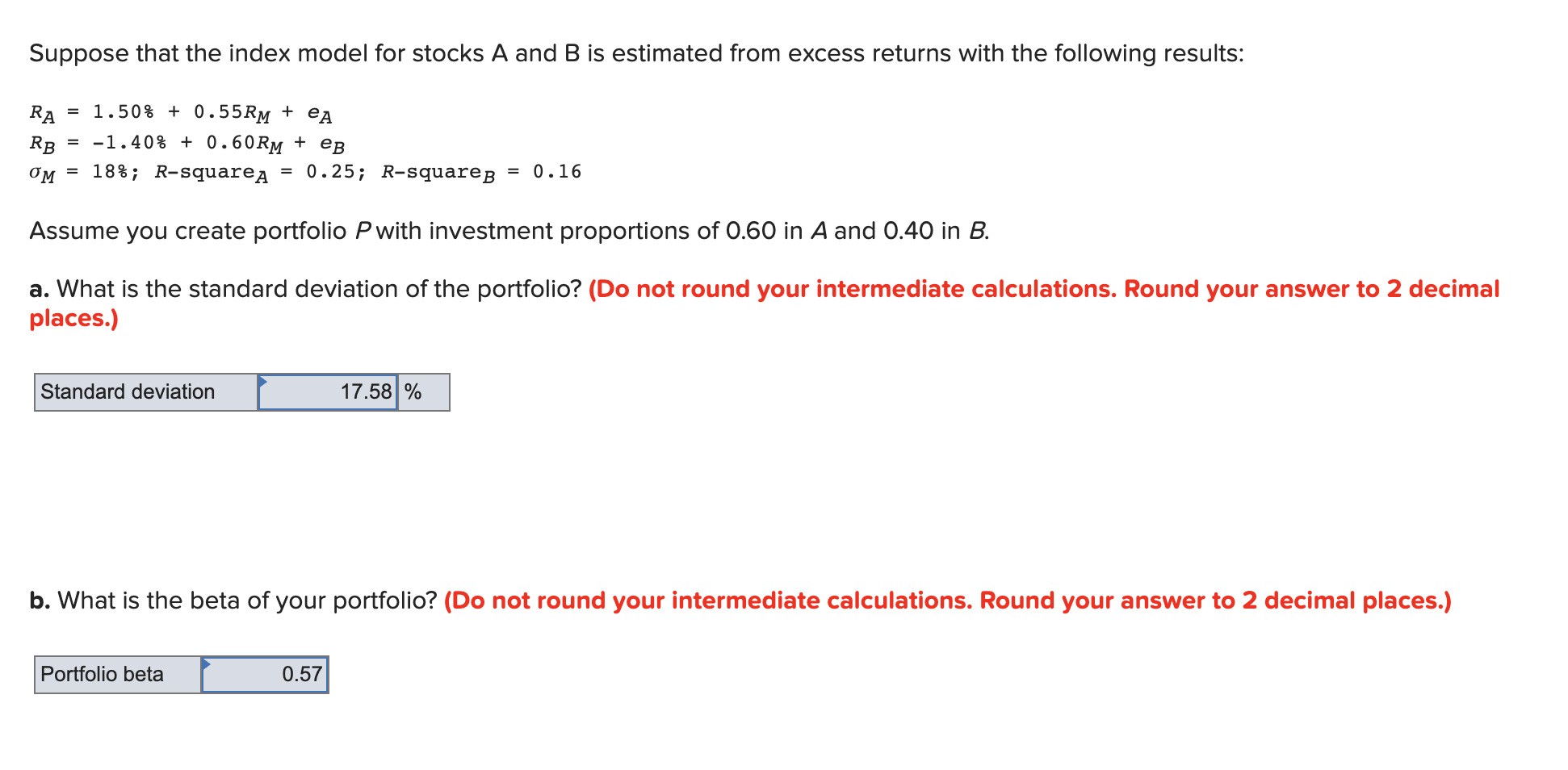 Suppose That The Index Model For Stocks A And B Is | Chegg.com