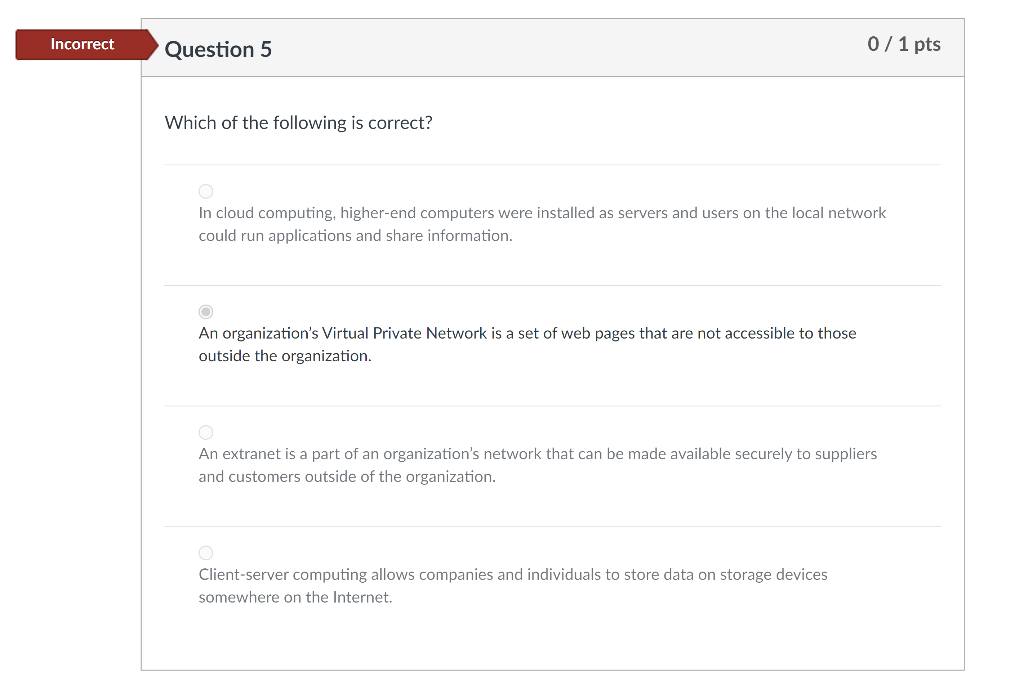 Solved Which of the following is correct? In cloud | Chegg.com