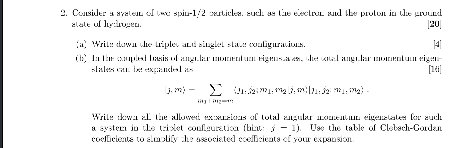 Solved Consider A System Of Two Spin- 1/2 Particles, Such As | Chegg.com