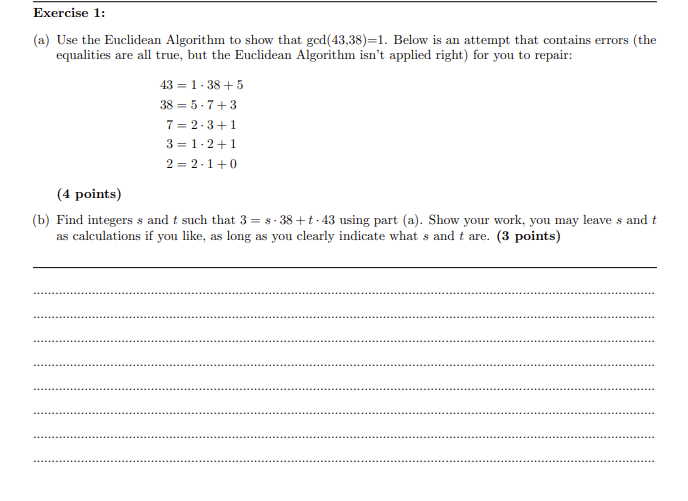 Solved (a) Use The Euclidean Algorithm To Show That | Chegg.com