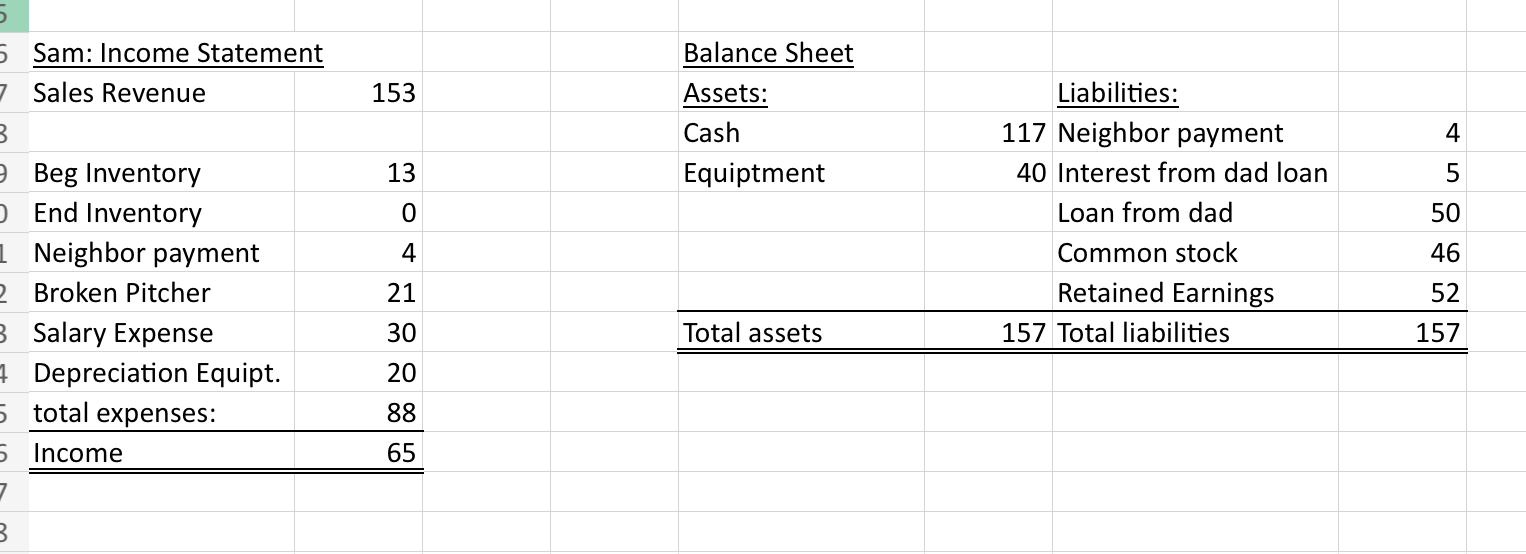 Sam Income Statement Balance Sheet 8527