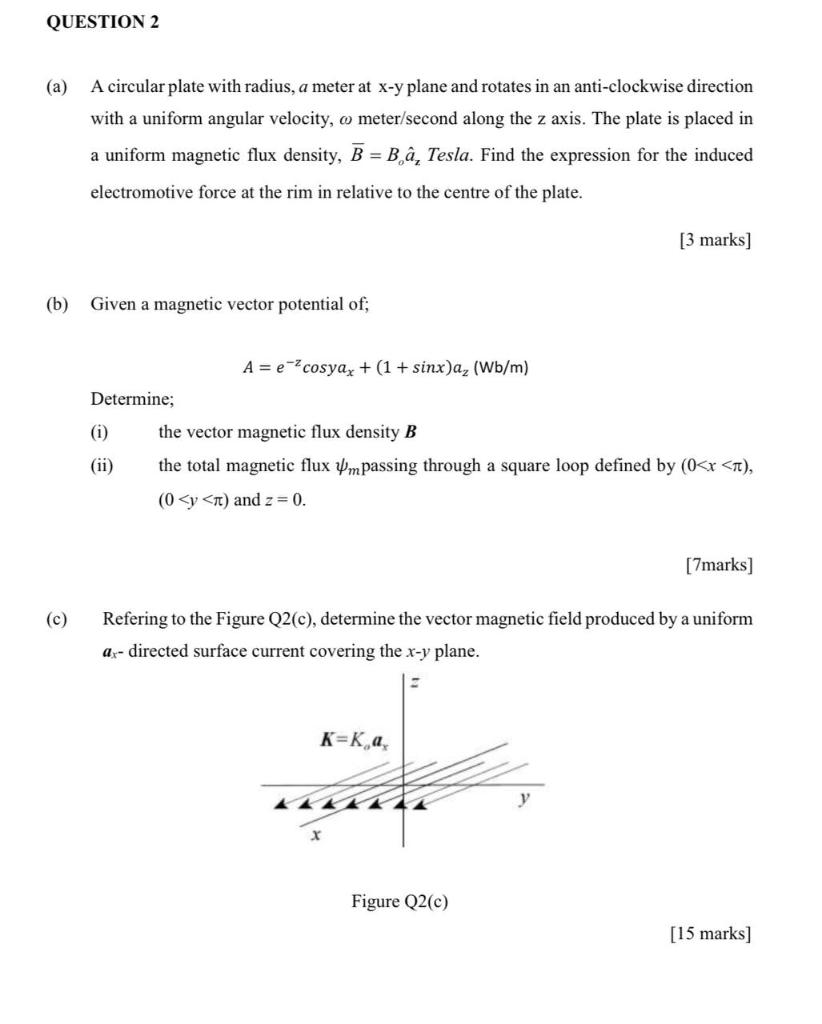 Solved QUESTION 2 (a) A circular plate with radius, a meter