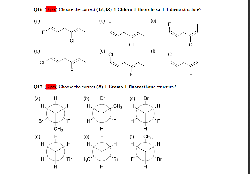 Solved Q16 Pts Choose The Correct 12 4z 4 Chloro L Fl Chegg Com