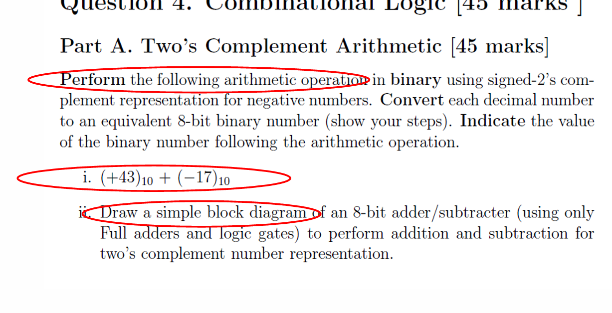 Solved Part A. Two's Complement Arithmetic [45 | Chegg.com