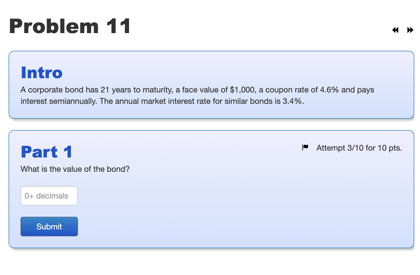 Solved Problem 11 Intro A Corporate Bond Has 21 Years To | Chegg.com