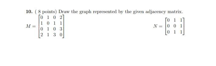Solved Draw the graph represented by the given adjacency | Chegg.com