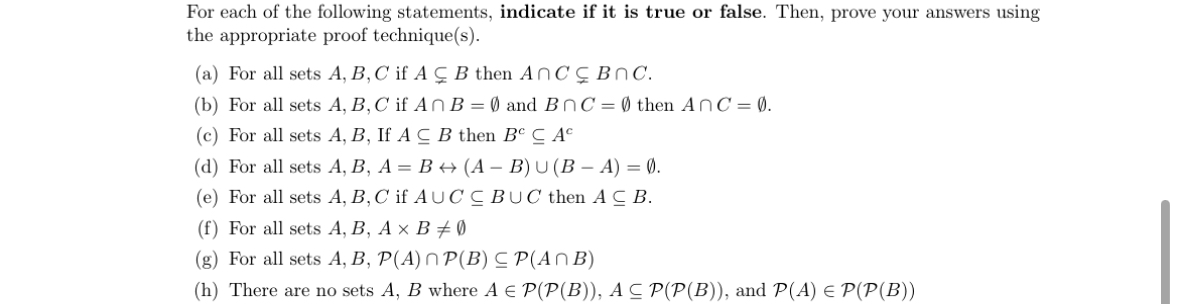 Solved For Each Of The Following Statements, Indicate If It | Chegg.com