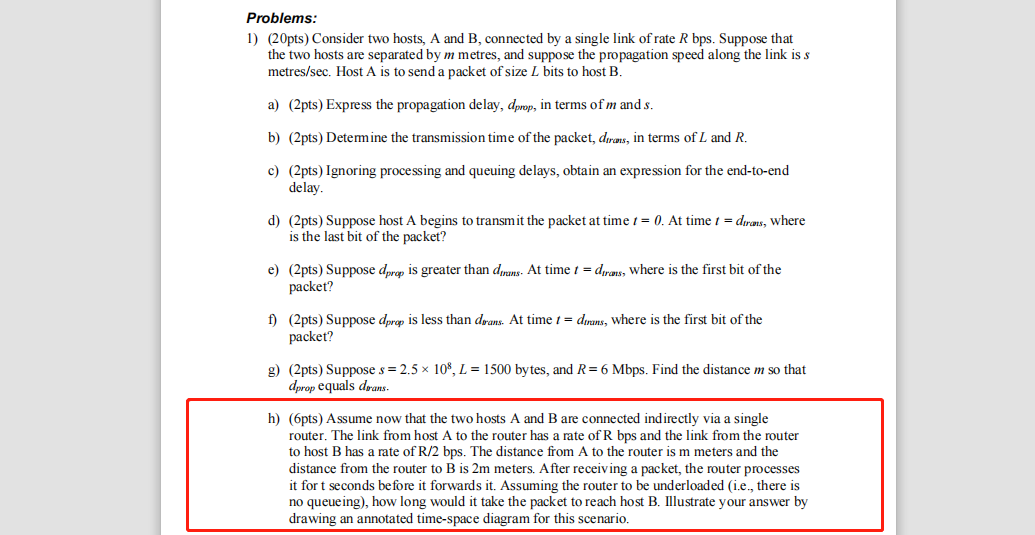 Solved Problems: 1) (20pts) Consider Two Hosts, A And B, | Chegg.com ...