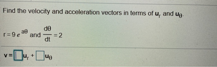 Solved Find the velocity and acceleration vectors in terms | Chegg.com