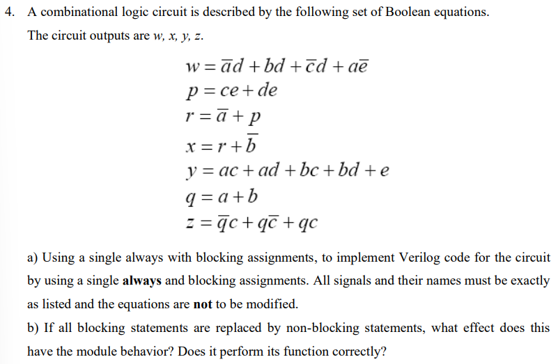 [Solved]: A Combinational Logic Circuit Is Described By Th