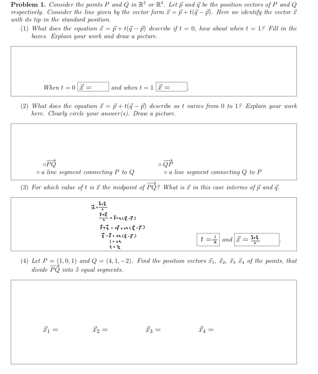 Solved Problem 1. Consider the points P and Q in R2 or R3. | Chegg.com