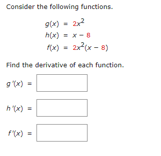 Solved Consider the following functions. g(x) = 2x2 h(x) = x | Chegg.com
