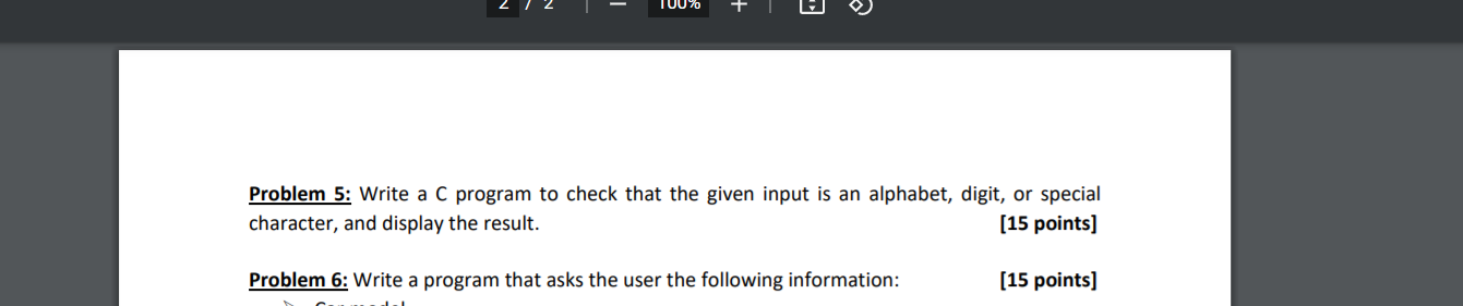 Solved TU0% Problem 5: Write a C program to check that the | Chegg.com