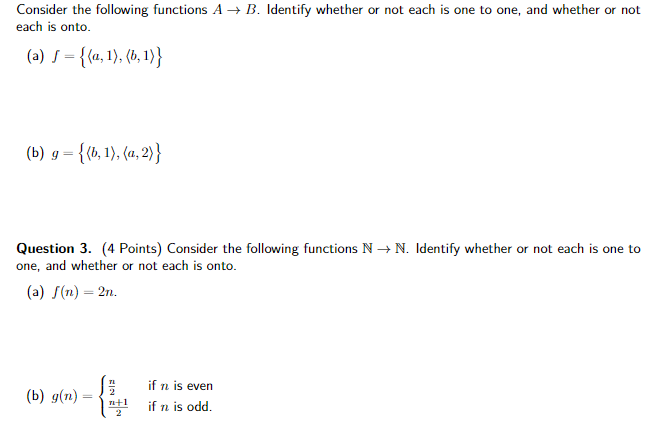 Solved Consider the following functions A + B. Identify | Chegg.com