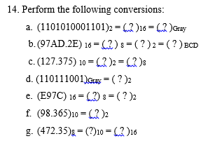 Solved 14. Perform the following conversions: a. | Chegg.com