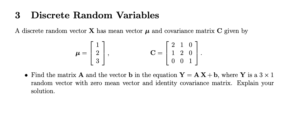 Solved 3 Discrete Random Variables A discrete random vector | Chegg.com
