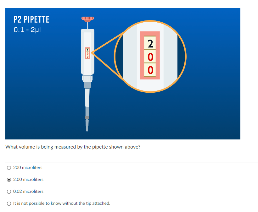 Solved P2 PIPETTE 0.1 2ul 0 2 0 0 What volume is being