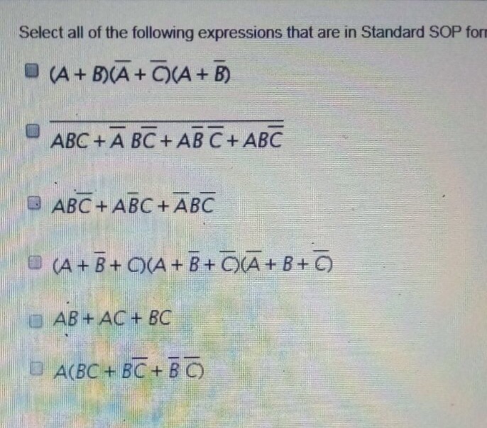 Solved Select all of the following expressions that are in | Chegg.com