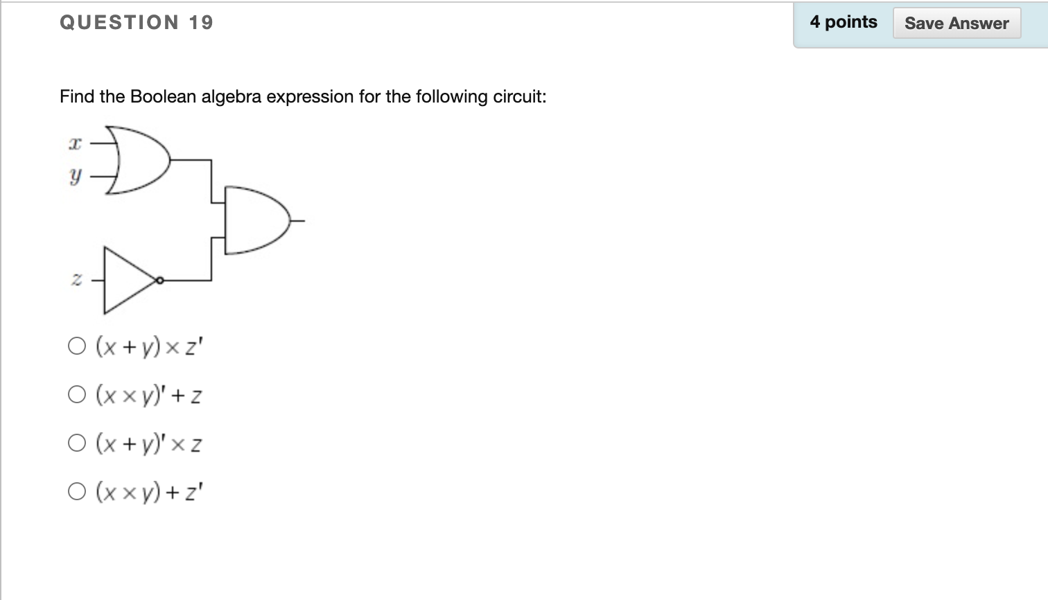 Solved QUESTION 19 4 points Save Answer Find the Boolean | Chegg.com
