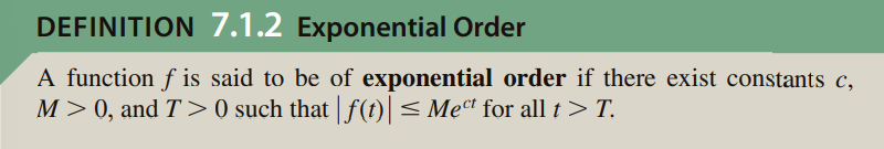 Solved DEFINITION 7.1.2 Exponential Order A function f is | Chegg.com