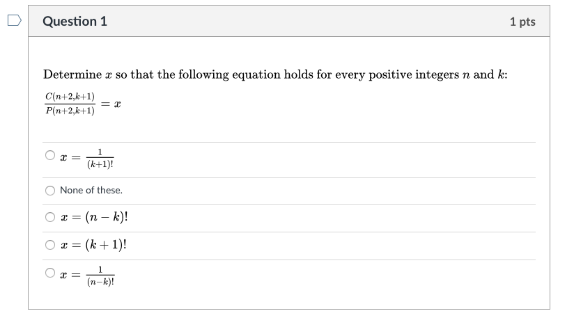 Solved Question 1 1 Pts Determine R So That The Following Chegg Com