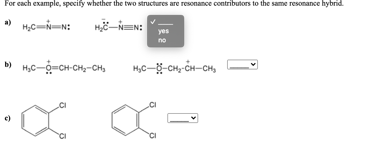 Solved For each example, specify whether the two structures | Chegg.com
