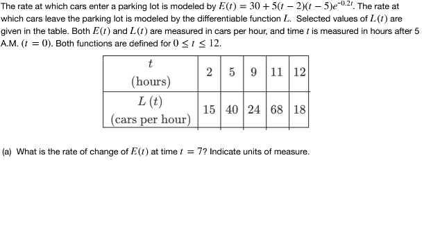 Solved The rate at which cars enter a parking lot is modeled | Chegg.com