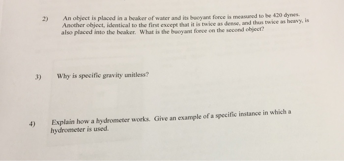Solved An object is placed in a beaker of water and its | Chegg.com