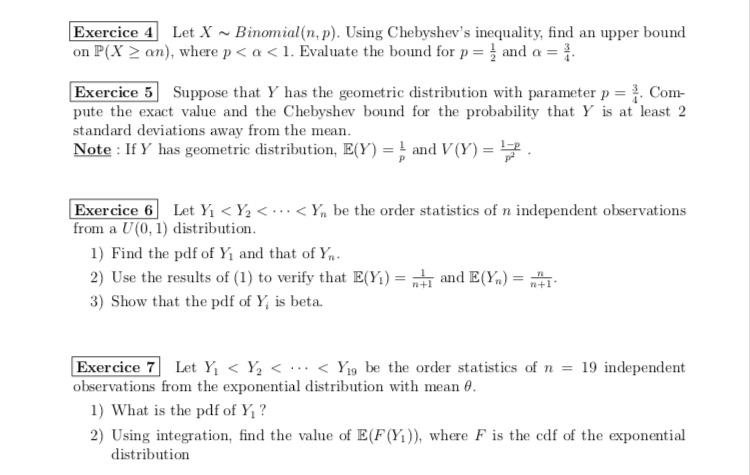 Solved Exercice 4 Let X Binomial N P Using Chebyshev Chegg Com