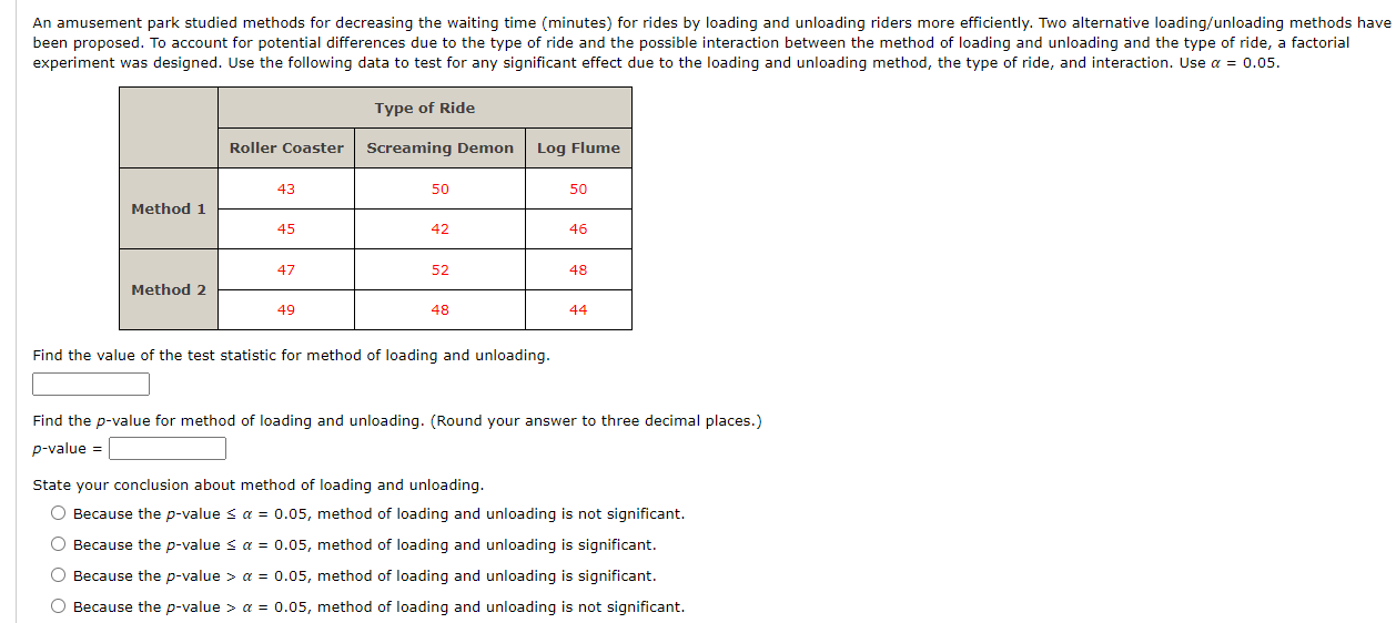 Solved Find the value of the test statistic for method of | Chegg.com